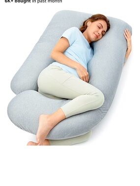 MomCozy Full-Length Maternity & Support Pregnancy Pillow - Gray Cooling cover